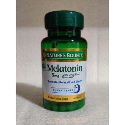 美国 Nature's Bounty Melatonin 褪黑素 睡眠片5mg*90粒