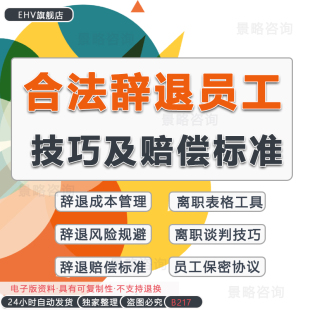 合法辞退员工技巧赔偿标准企业人力资源成本费用HR解除劳动合同赔偿金赔偿标准劳动解除合同模板离职面谈技巧