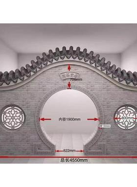 砖雕月亮门定制拱门套线中式古建圆形包窗套包边弧形回纹线条边框