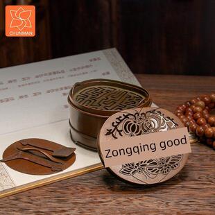 庆松堂苏工铜炉胡庆松制瓜瓞绵绵紫铜印香炉手工覆古香道香拓熏香