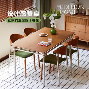 小户型餐桌椅组合家用复古长方形吃饭桌子 北欧实木餐桌简约日式