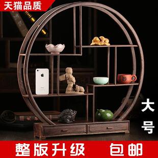 仿古多宝阁置物架实木展 高档鸡翅木小博古架紫砂茶壶架子红家用式