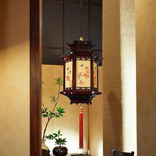 实木小吊灯中式茶室禅意灯笼寺庙长廊民宿古建筑凉亭宋代美学吊灯