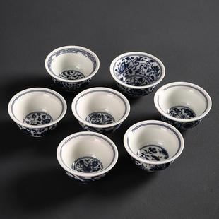 仿古青花瓷主人杯高端男女家用陶瓷功夫茶杯单个品茗杯压手杯单杯