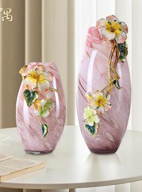 粉色花瓶摆件客厅现代百合花茶几餐桌插花花器电视柜高级感装饰品