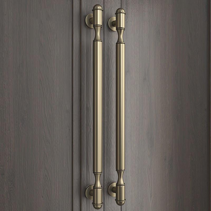 极简高端不锈钢有框双开玻璃大门拉手酒店包间明装实木门把手黑色