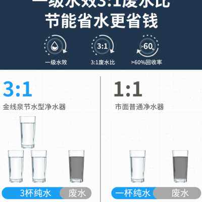 净水器家用直饮厨房自来水五级过滤自吸通用厨下式ro反渗透净水机