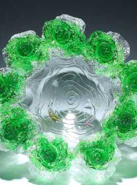 手工制作琉璃聚宝盆白菜摆件招财聚财水晶工艺品开业乔迁礼物高档