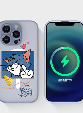 奔斯特iPhone16pro肤感磁吸14magsafe手机壳适用13mini情侣款磨砂se2灰色15plus苹果11卡通动画12max猫和老鼠