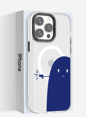 适用于iPhone12pro手机壳15plus可爱动画13白色磨砂14max卡通11magsafe小蓝人16e磁吸简约17air个性新款创意