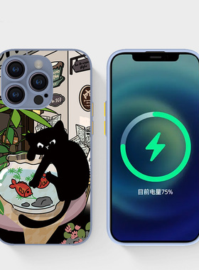 奔斯特13mini肤感磁吸14magsafe手机壳适用iphone网红创意磨砂se2灰色15plus苹果11pro个性卡通12max摸鱼猫咪