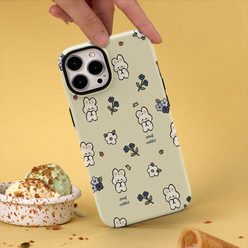 兔子花朵双层磁吸手机壳硬壳