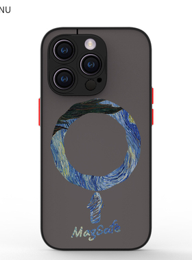 适用于iphone16e肤感磁吸magsafe手机壳12mini艺术13磨砂se文艺8plus全包14max11黑色xs梵高15pro防摔17air
