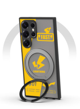 适用于三星s26ultra带支点壳新款旋转磁吸支架s25+保护套s23u外壳防摔s22简约s21磨砂手机壳皮卡丘magsafe24