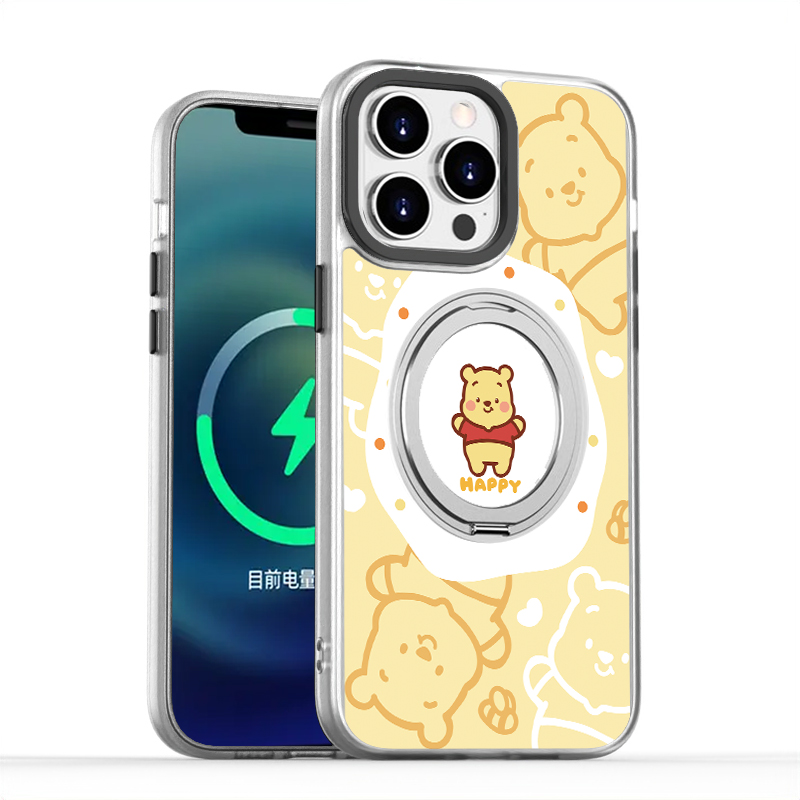 【360旋转支点磁吸壳】新款iPhone15max适用12pro手机壳14苹果自带支架13全包防摔11维尼熊手机套plus卡通