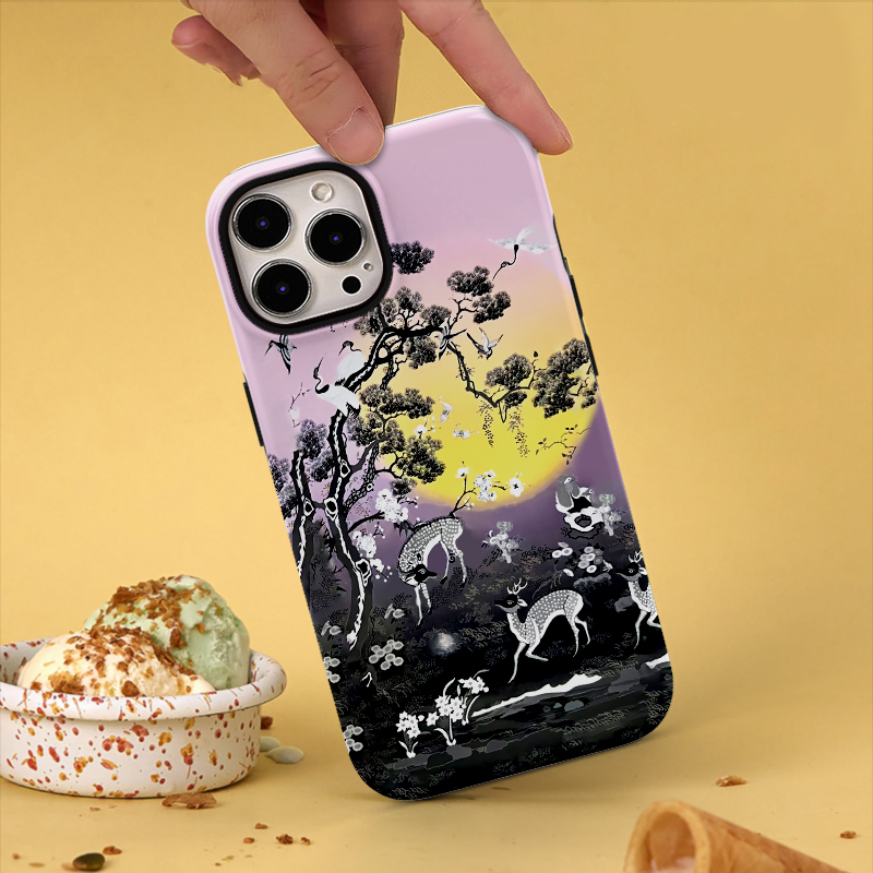 中国风鹤鹿同春磁吸手机壳