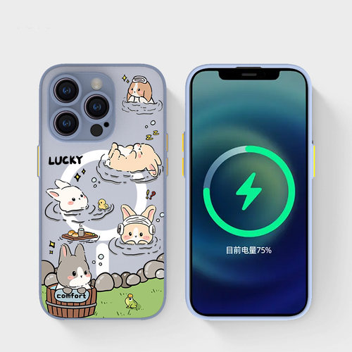 适用于苹果手机壳温泉兔强磁吸