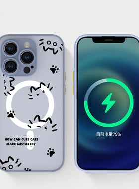 奔斯特13mini肤感磁吸14magsafe手机壳适用iphone网红创意磨砂se2灰色简约15plus苹果11pro个性12max线条猫咪