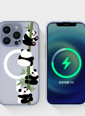 奔斯特13mini肤感磁吸14magsafe手机壳适用iphone网红创意磨砂se2灰色15plus苹果11pro个性可爱12max国宝熊猫