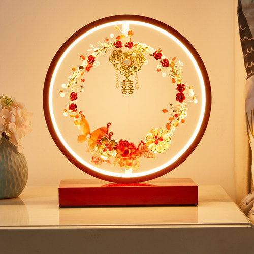 结婚台灯卧室中式风格铁艺加铝