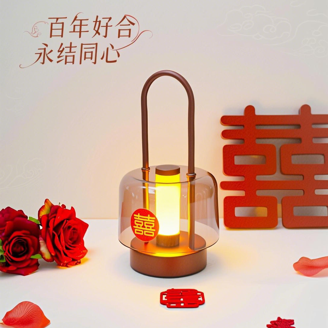 结婚长明灯卧室台灯婚房床头新娘陪嫁灯送新人闺蜜新婚礼物喜灯