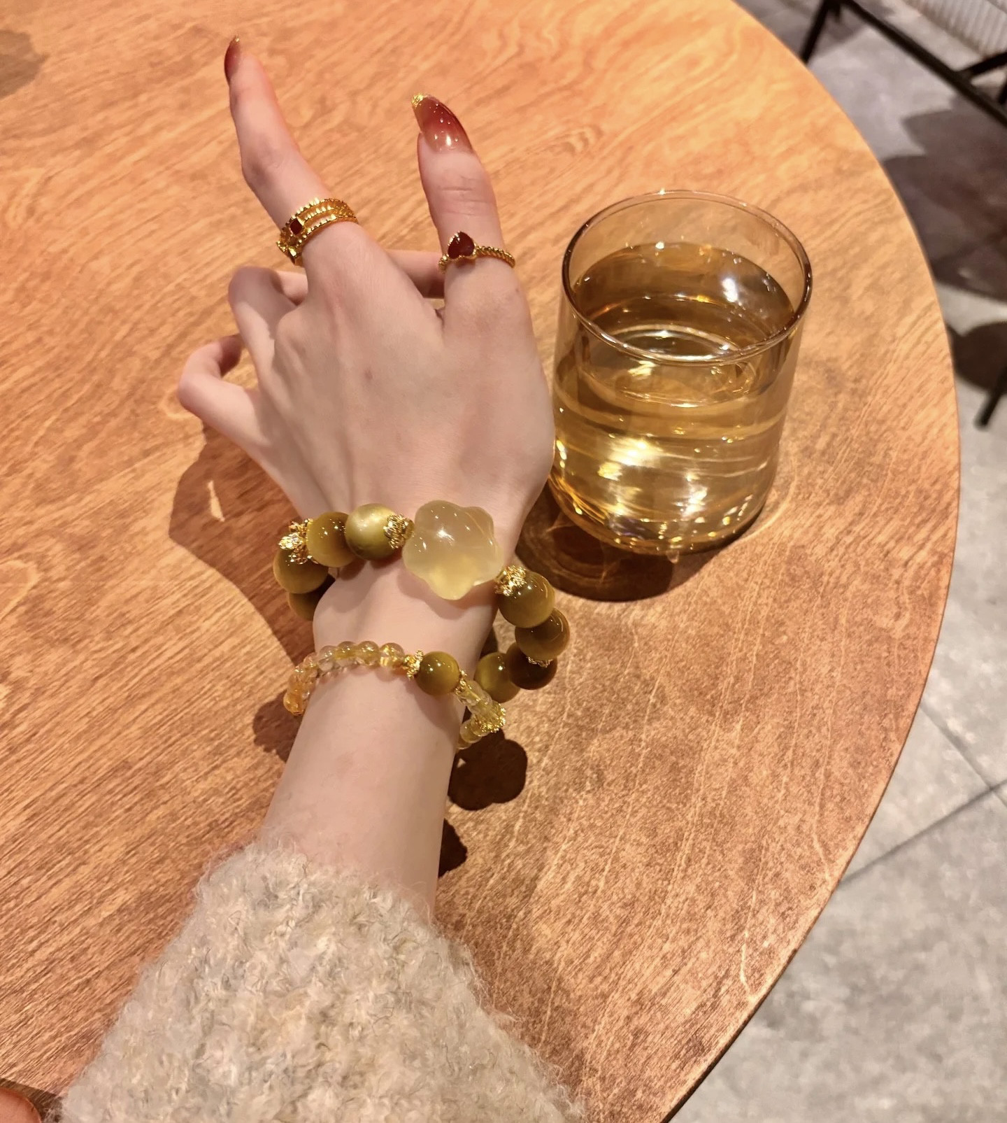 天然水晶手链金虎眼手串星星金虎眼手链招财转运女款单圈手串礼物