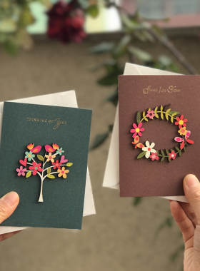 感恩卡节日贺卡感谢卡卡片带信封高级感立体贺卡thank you贺卡