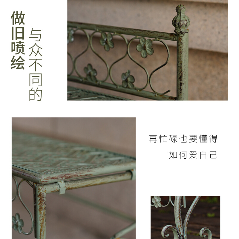 多层铁e艺花架折叠三层落地阶梯式阳台欧式复古做旧庭院花园户外.