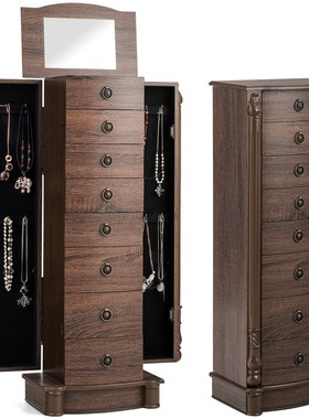Costway Jewelry Cabinet Chest Large Stand Organizer 7 Drawe