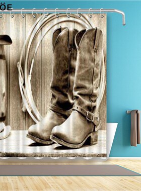 Vintage Cowboy Bathroom Curtain Retro Pasture Waterproof Sh