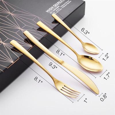 24PCS Gold Tableware Cutlery Dinner Set Cutlery Sets Dishes