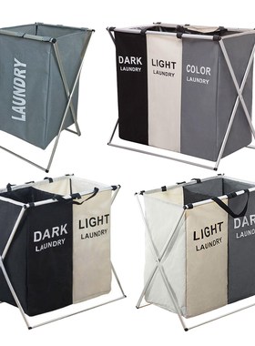 Laundry Cloth Hamper Sorter Basket Bin with Aluminum Frame