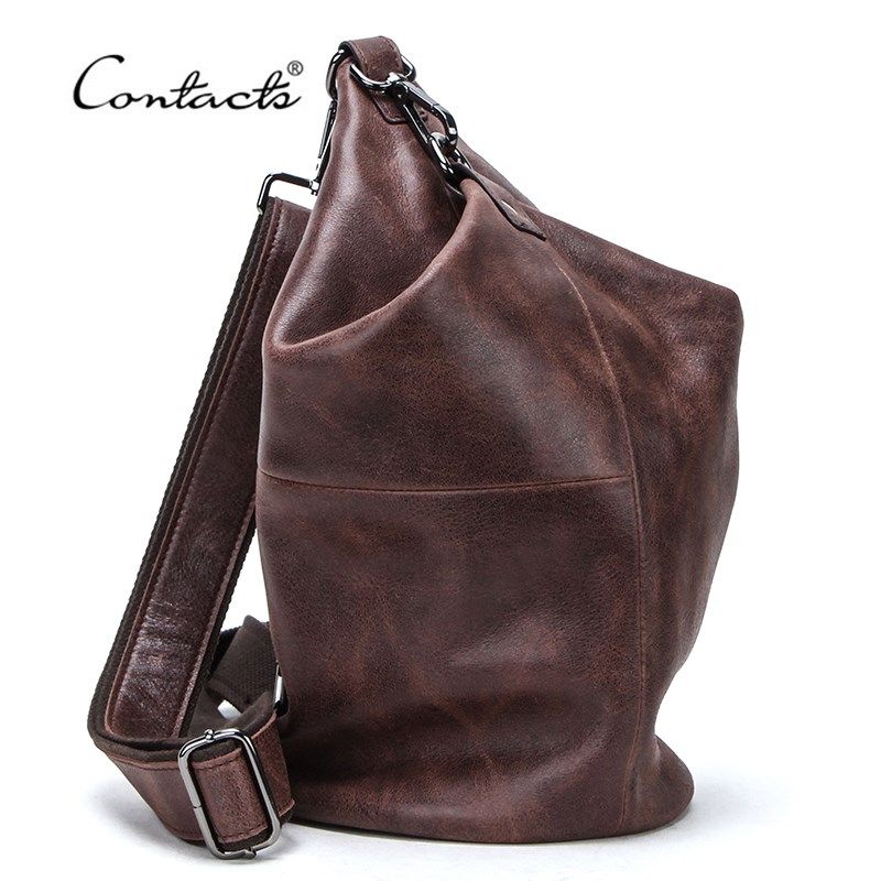 contacts 100% genuine leather crossbody bag for men large