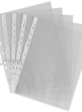 100Pcs/Lot A4 Clear Plastic Punched Pockets Folders Filing T