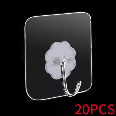Adhesive Wall Hook Transparent Strong Waterproof Hanger Hol