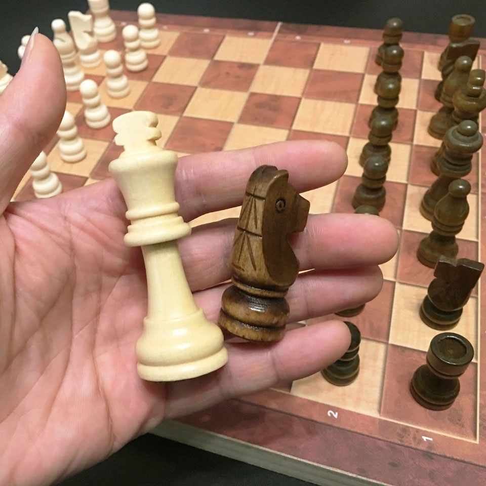 New Design 3 in 1 Wooden Chess Backgammon Checkers Travel  C