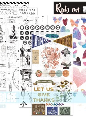 Hand Account Decorative Rub On Trasfer Stickers Set For Scr