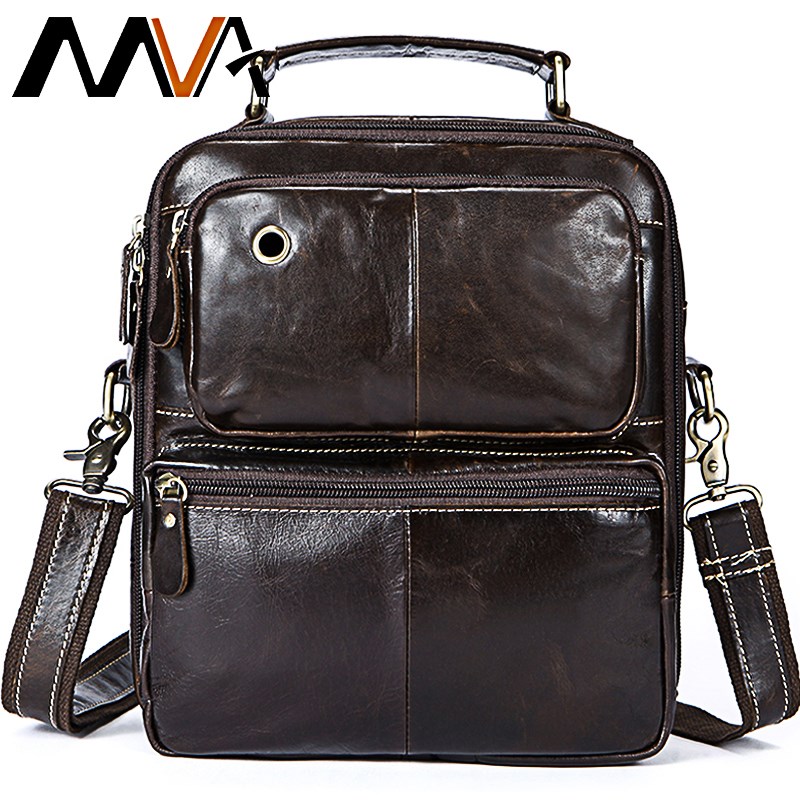 MVA Messenger Bag Men's Genuine Leather Crossbody Bags for