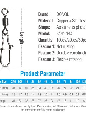 DONQL 10/20/50pcs Fishing Connector Swivels Interlock Pin Sn