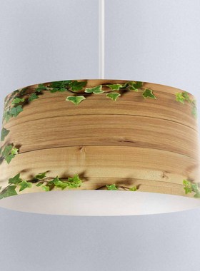 Else Brown Wood on Green Ivy Leaves  Digital Printed Fabric