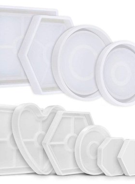 4/6Pcs Crystal Epoxy Resin Mold Hexagon Round Coaster Castin