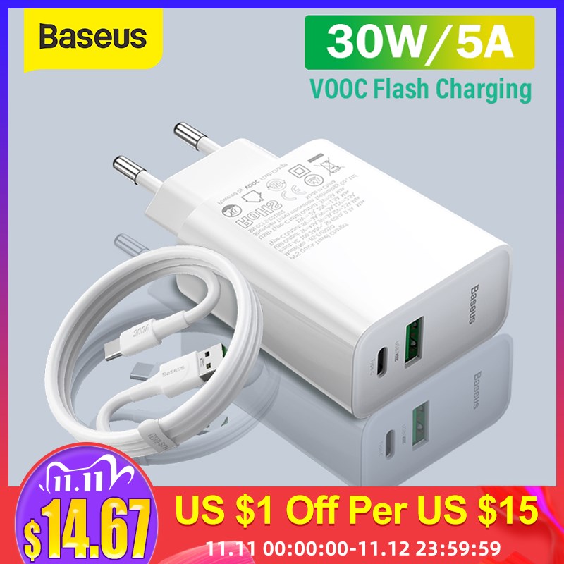 30W PPS USB Charger VOOC Flash Charging For OPPO Find X R17