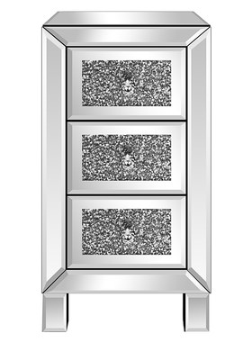 Mirror Surface Nightstand Bedside Table Cabinet With Diamon