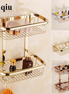 Tuqiu Gold bathroom Corner Shelf Soap Holder Dual Tier bath