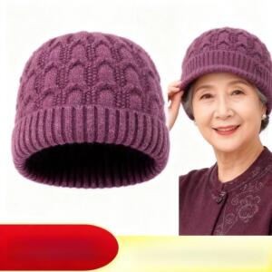 中老年帽子单层女士薄款针织帽春秋季老太太毛线帽冬天老人妈妈帽