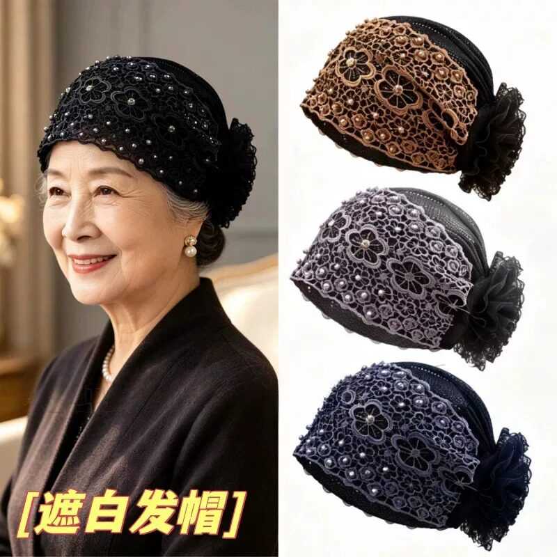 中老年人妈妈洋气包头帽女秋季薄款遮白发民族风老人头巾帽子