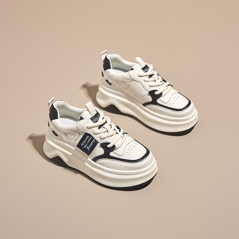 真皮休闲小白鞋女秋款厚底板鞋潮