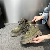 工厂撤柜原单真皮马丁靴女2024秋季 头层猪皮大黄靴户外百搭工装 靴