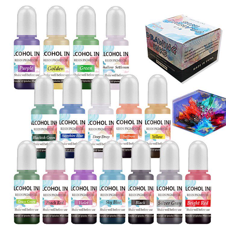 跨境 水晶滴胶 用染剂扩散色精调色渲染3D晕染流体酒精墨水