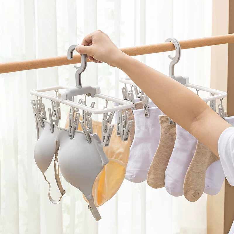 折叠晾衣架多夹子晒袜子架内衣内多夹子晾衣架